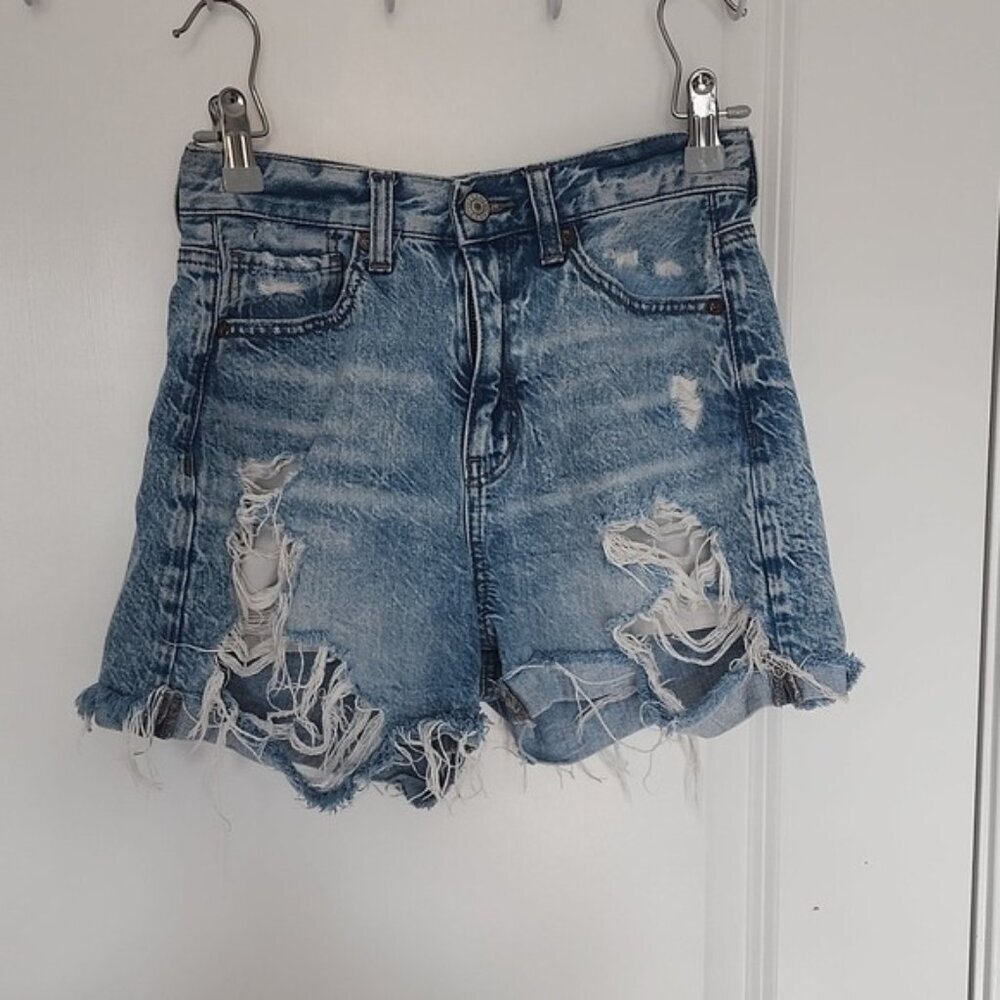 American Eagle factory super distressed Mom shorts size 0 - Picture 1 of 5